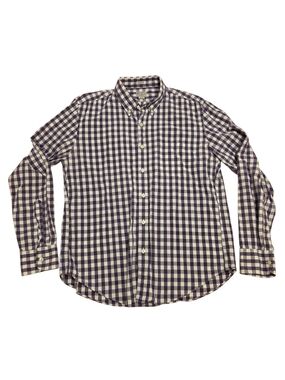 J. Crew Navy and White Gingham Button-Down Shirt